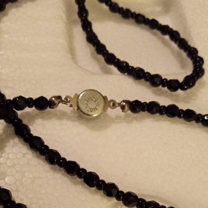 Austrian Glass Black Beaded Necklace 26